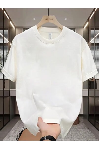 mooodcase Unisex Oversize Wide Cut 100% Cotton Soft Texture Basic Crew Neck W...