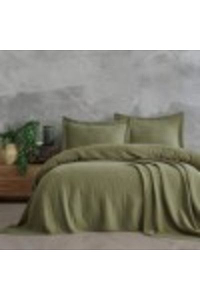 Şaheser Cuvertura bumbac + 2 fete perna 240x260cm, Saheser Home, Orella Kaki