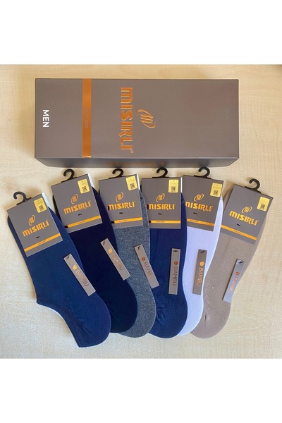 Mısırlı Dikişsiz Bambu Kumaş Erkek Sneakers Çorap 12 adet 4 siyah 2 laci2 gri...