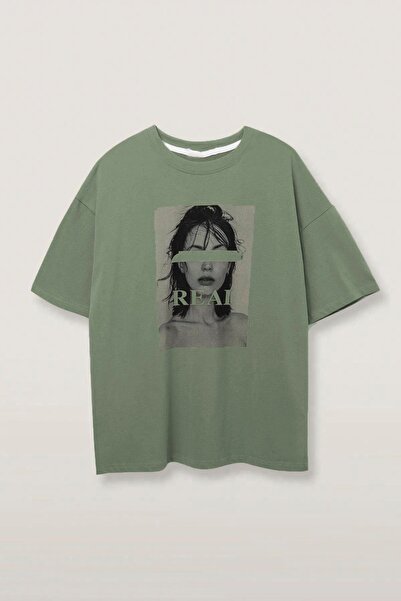 Madmext Γυναικείο μπλουζάκι με στάμπα πράσινου μεγέθους Mg1764