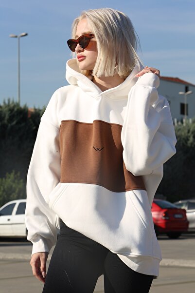 Madmext Φούτερ σε λευκό χρώμα Block Raised Mg1544