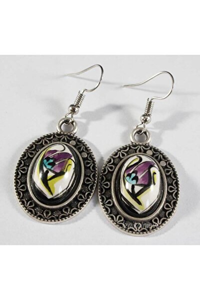 Çini Evi أقراط من الخزف الأرجواني على شكل زهرة التوليب