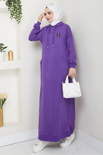 Bestenur Φόρεμα Anger Hooded 1421 - Μωβ