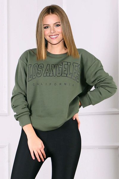 Madmext Mad Girls Khaki Printed Oversize Women's Sweatshirt Mg780
