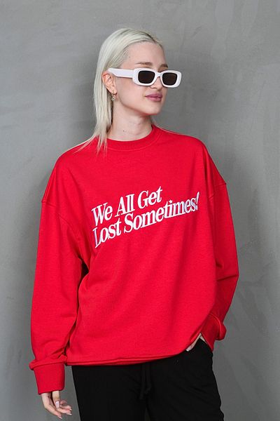 Madmext Rotes bedrucktes Sweatshirt MG1901