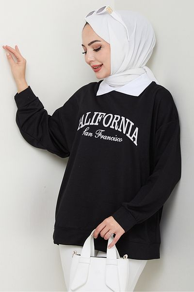 Bestenur California Printed Sweat 1426 - Μαύρο
