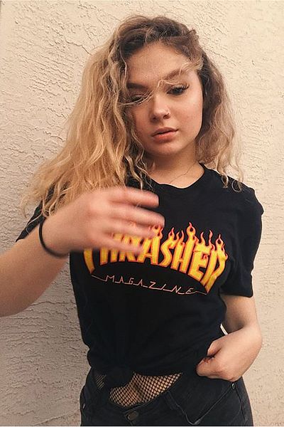Madmext Schwarzes bedrucktes Oversize-T-Shirt für Damen Mg1346
