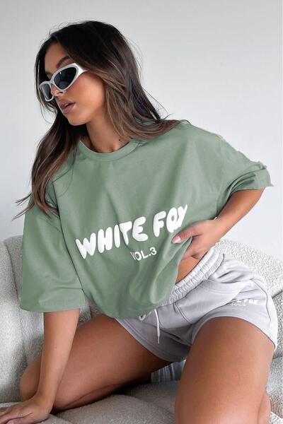 Madmext Light Green Printed Crew Neck Women's T-Shirt Mg1706