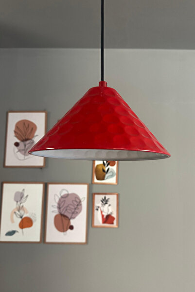 Bamyum Rumy Kırmızı Tekli Avize Sarkıt Ofis Showroom Salon Mutfak Avizeleri