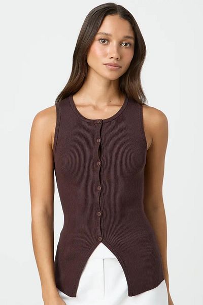 Madmext Braune Strickweste mit Null-Manschettenknöpfen Mg2102
