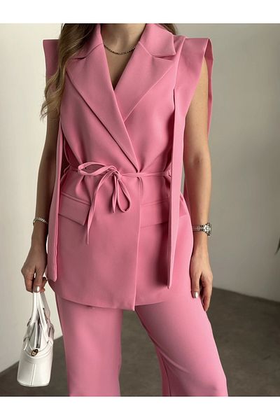 VOLT CLOTHİNG Kadın İp Bağlamalı Yelekli Takım
