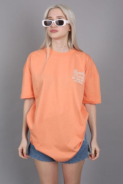 Madmext Oranges bedrucktes Übergrößen-T-Shirt Mg1513