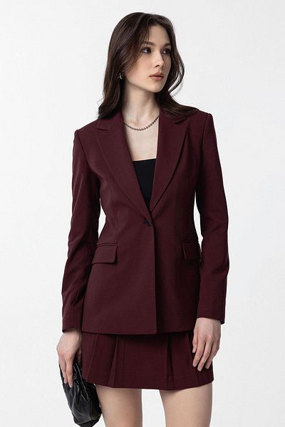 Antioch Burgundy Fitted Women's Blazer Jacket