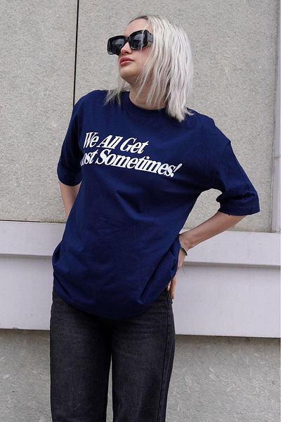 Madmext Übergroßes T-Shirt mit Indigo-Print Mg1532