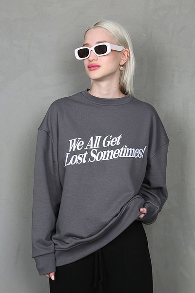 Madmext Sweatshirt mit Rauchmuster und Aufdruck MG1901