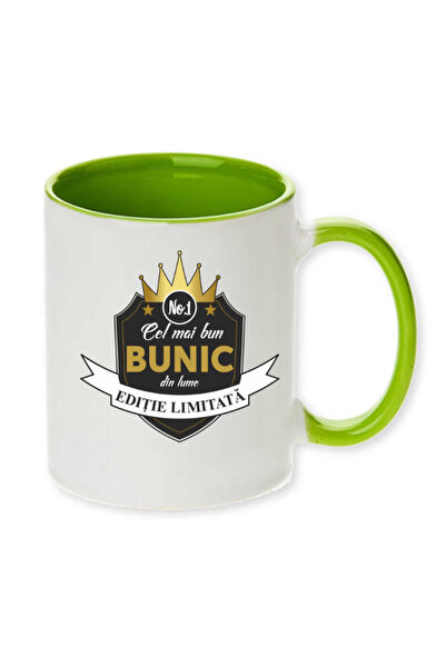 OEM Cană personalizată cu mâner verde „cel mai bun bunic”, Inovatix®. 330ml