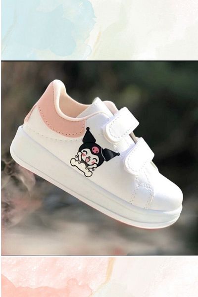 ALTUNTAŞ CHROME Potištěné dívčí chlapecké Unisex CIrt Velcro Lehká sportovní obuv Pudr