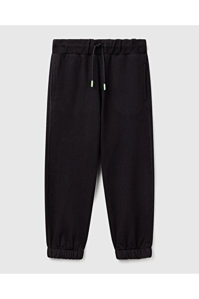 United Colors of Benetton Boy's Black Back Pocket Logo Detailed Drawstring Jo...