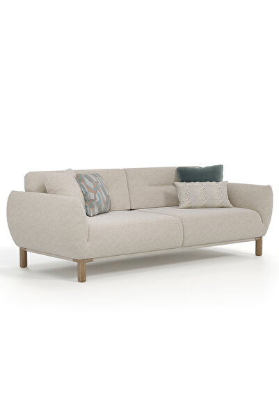 Enza Home Perge 3'lü Yataklı Koltuk - Krem