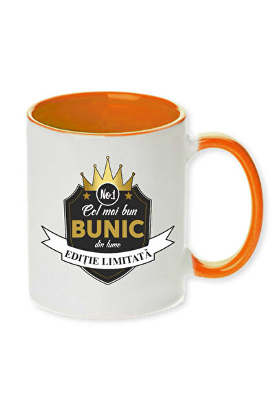 OEM Cană personalizată cu mâner portocaliu „cel mai bun bunic”, Inovatix®. 330ml