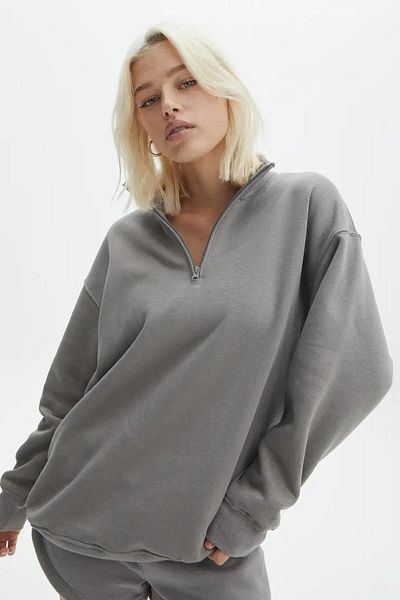 Madmext Barevná šedá mikina na zip s detailním oversize mikinou MG1933
