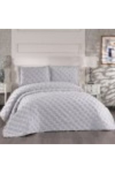 Çapa Home Set cuvertura catifelata pat dublu 3 piese, 240x260cm, Hayal Gri