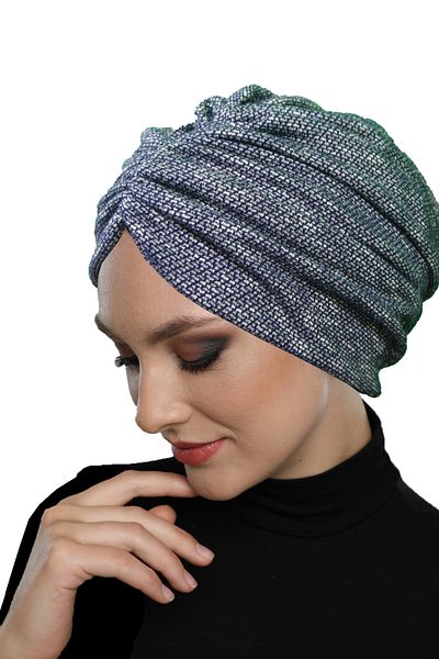 fidan bone Μαντήλι Hijab με ντραπέ με ντραπέ μπλε ναυτικό διπλής όψης