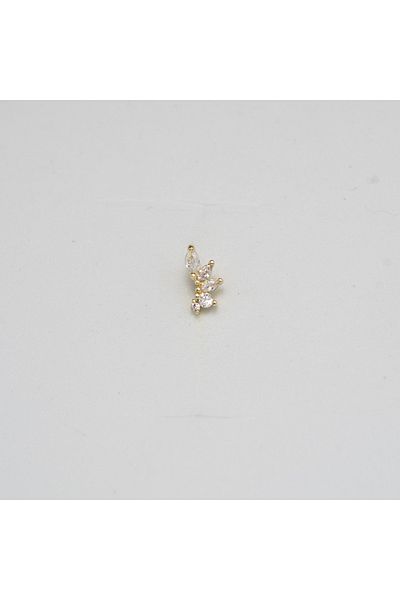 Piercing by Sever Stone Leaf Model Steel Piercing Gold/Gold Color and Transparent Stone (Targus Helix Conch Flat)