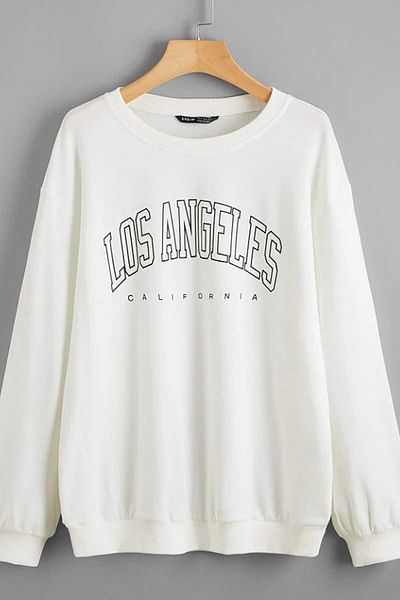 Madmext Γυναικείο φούτερ Mad Girls White Printed Oversize Mg780