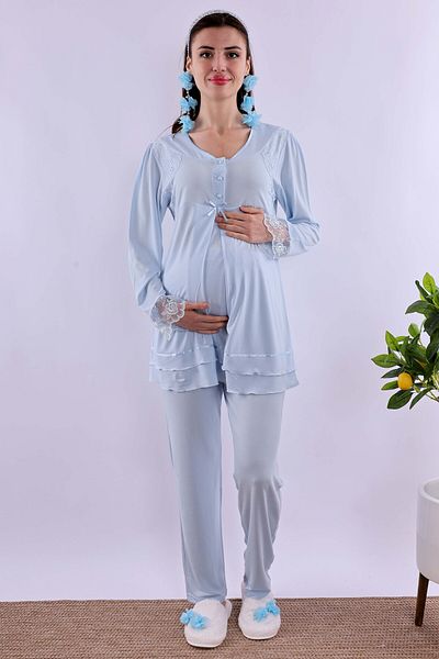 ByLohusa Set de pijamale de maternitate Effortt Blue