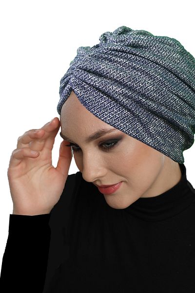 fidan bone Μαντήλι Hijab με ντραπέ με ντραπέ μπλε ναυτικό διπλής όψης