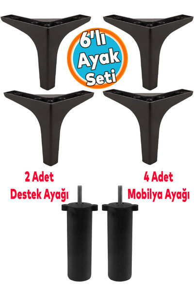 NZB Mobilya Tv Ünitesi Koltuk Kanepe Destek Ayağı 14 Cm Siyah Baza Ayakları M...
