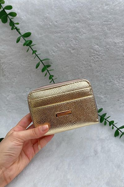 Mazel Design Shiny Detailed Zippered Women's Wallet Accessory Gold Silver