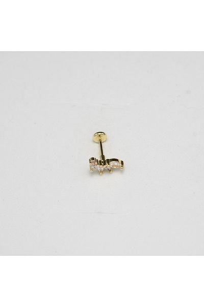 Piercing by Sever Stone Leaf Model Steel Piercing Gold/Gold Color and Transparent Stone (Targus Helix Conch Flat)
