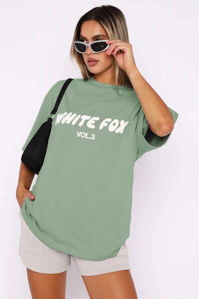 Madmext Light Green Printed Crew Neck Women's T-Shirt Mg1706