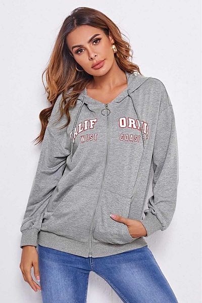 Madmext Mad Girls Graues Kapuzenpullover Mg804