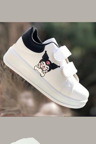 ALTUNTAŞ Chrome Printed Girls Boys Unisex Velcro Lightweight Sports Shoes Black