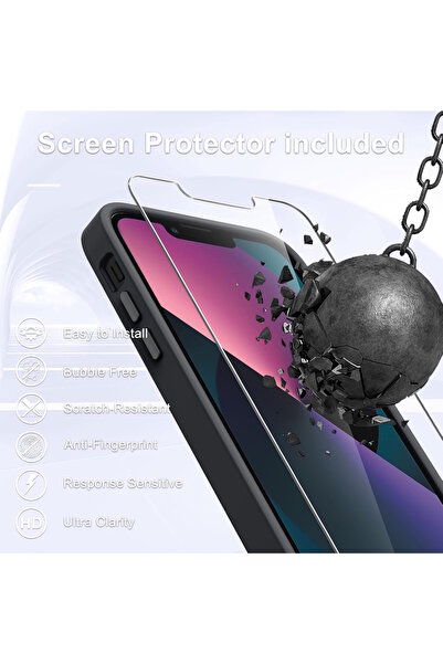 m.tk moveteck İphone 13 Ve 14 Uyumlu Kılıf Mat Magsafe Şarj Özellikli Yumuşak Renkli Kapak +Ekran Koruyucu Cam Set