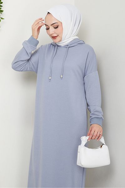 Bestenur Φόρεμα Arma Detail Hooded 1422 - Γκρι