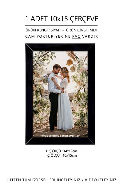 yhfoto 10x15 Black MDF Mini Photo Frame - PVC Frame