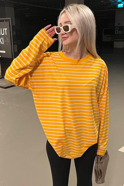 Madmext Orange gestreiftes Sweatshirt Mg980