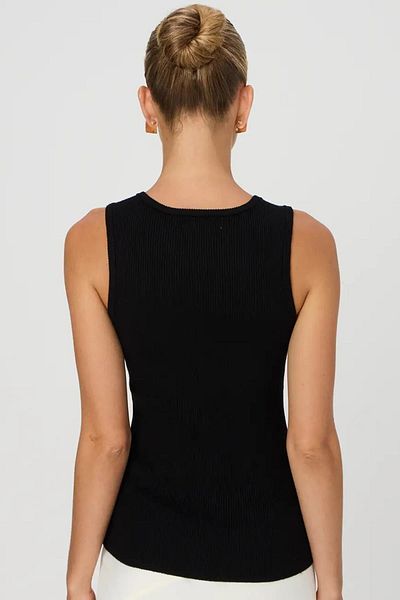 Madmext Schwarzes Strick-T-Shirt mit ärmellosen Knöpfen - MG2102