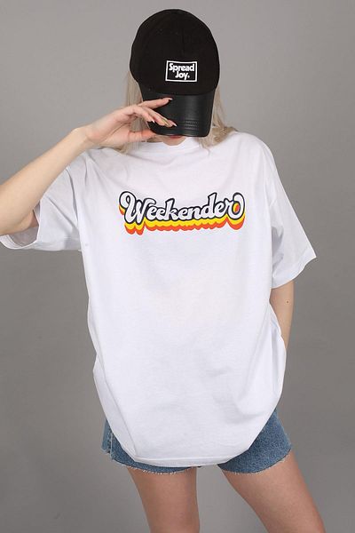 Madmext Bílé oversize dámské tričko s kulatým výstřihem
