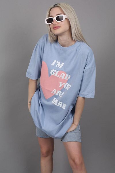 Madmext Modré tričko Mad Girls s modrým potiskem Mg1202