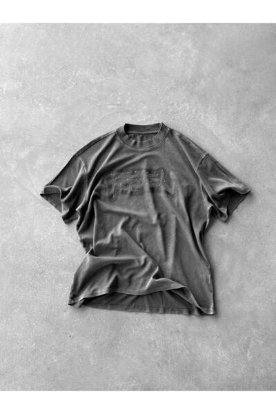 ablukaonline Erkek Baskılı Yıkamalı Premium Oversize T-Shirt Siyah