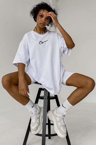 Madmext Tricou oversize cu imprimeu alb Mg1491