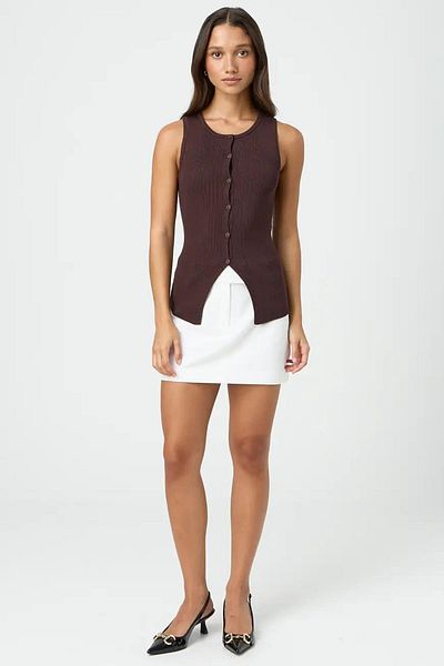 Madmext Braune Strickweste mit Null-Manschettenknöpfen Mg2102