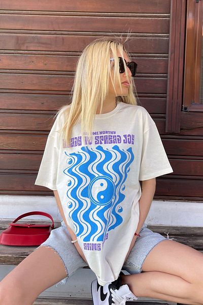 Madmext Γυναικείο T-shirt Mg1500 σε λευκό στάμπα πάνω από Fit