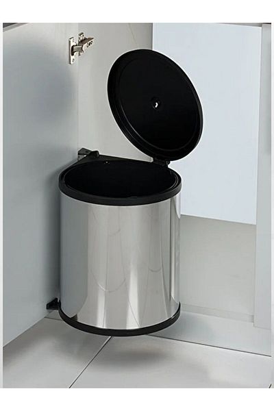 almital mobilya aksesuarları furniture accessories IN-CABINET CHROME METAL LUXURY DUSTBIN 11 LT WITH AUTOMATIC OPENING LID