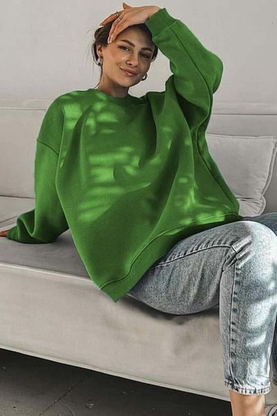 Madmext Φούτερ Green Crew Neck Basic Mg1559